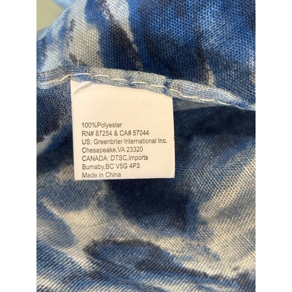 Vintage Women’s Scared Blue Wave Swirl Floral 62” Lightweight Summer Classic - Picture 5 of 6